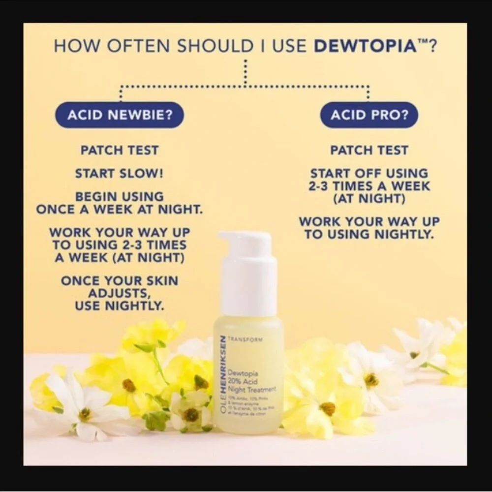 NIB OLEHENRIKSEN Dewtopia 20% Acid Night Treatment. Full size - Retail $60